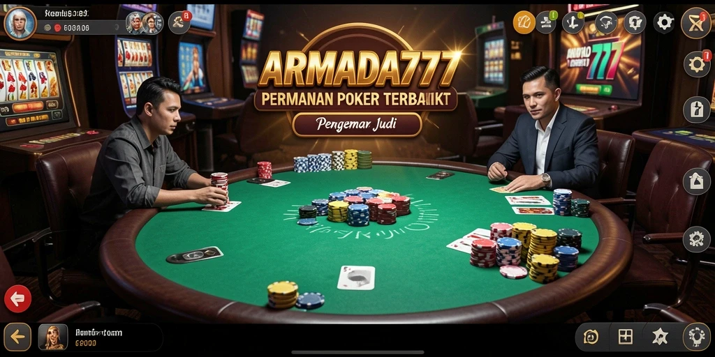 Screenshot utama ARMADA777 menampilkan aksi seru permainan Poker.