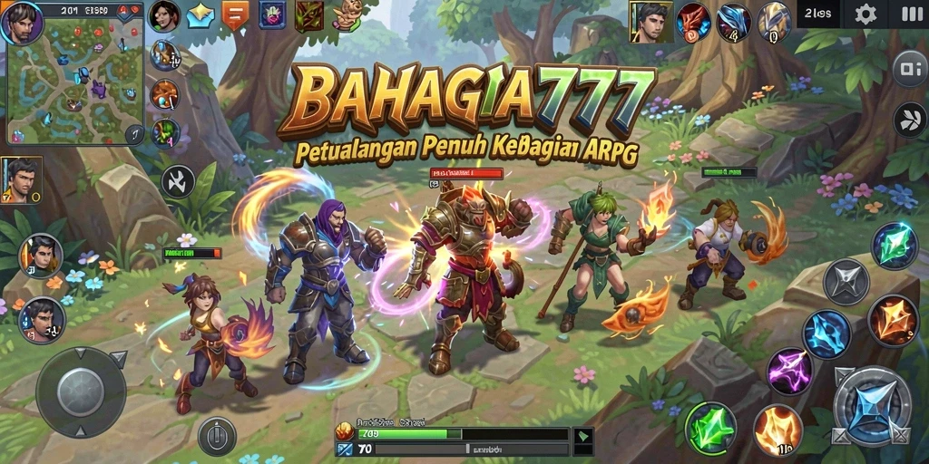 Tampilan seru pertarungan dalam game ARPG BAHAGIA777.