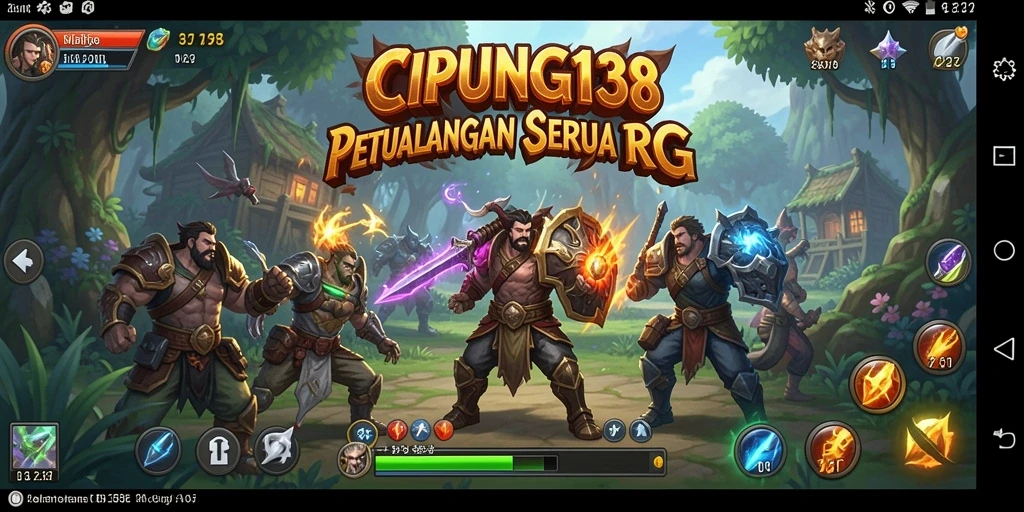 Tampilan gameplay CIPUNG138 dengan karakter dan misi RPG yang menarik.