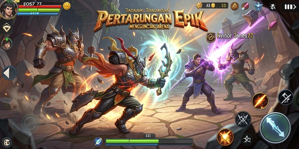 Tampilan dinamis pertarungan seru di EOS77.