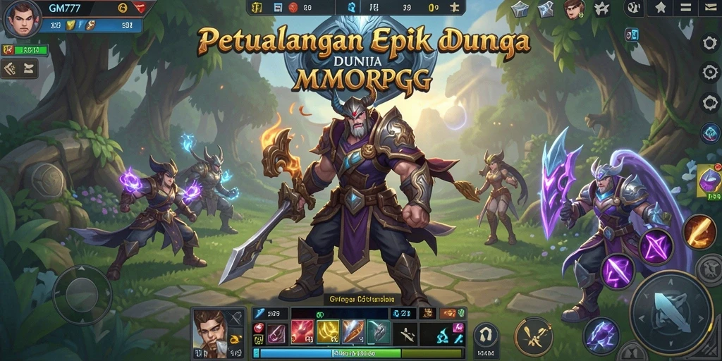 Tampilan screenshot saat bermain GM777 menunjukkan aksi pertempuran seru dalam dunia MMORPG.