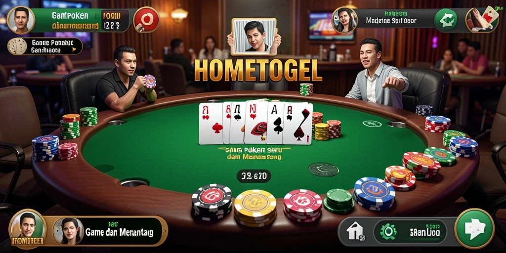 Tampilan menarik dan gameplay poker seru di HOMETOGEL.