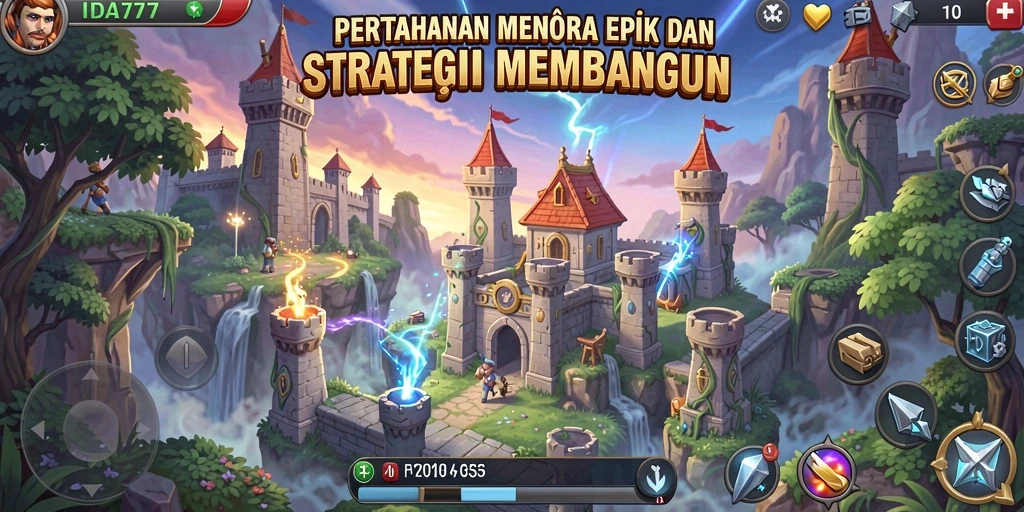 Tampilan gameplay seru dan strategi Tower Defense yang mendebarkan.