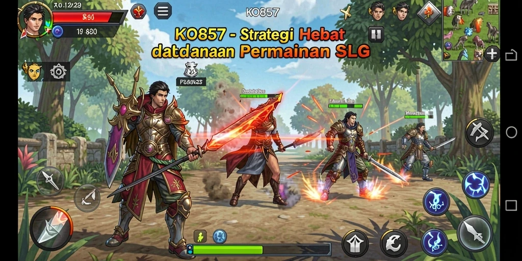 Screenshot gameplay KO857 menampilkan pertempuran strategis yang seru.