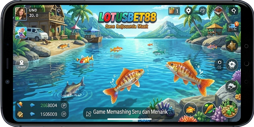 Screenshot LOTUSBET88 menampilkan gameplay memancing yang seru dan menantang.