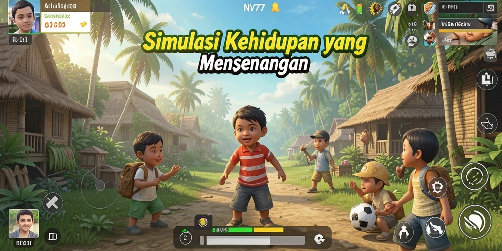 Screenshot gameplay NV77 yang menunjukkan interaksi dinamis antar karakter.