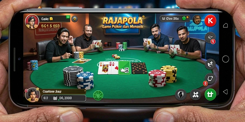 Tampilan gameplay poker yang mendebarkan di RAJAPOLA.