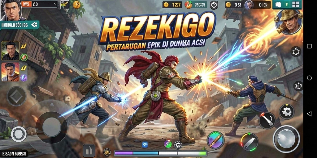 Gameplay Fighting yang intens dan menegangkan dalam REZEKIGO.
