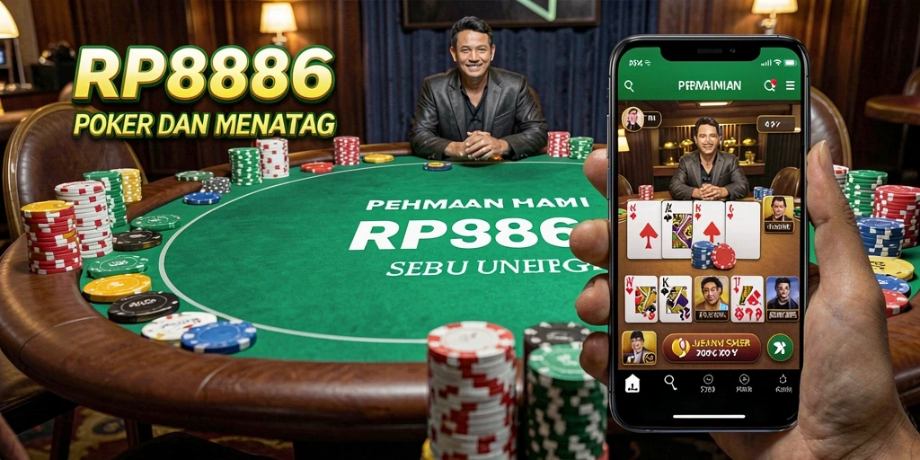 Screenshot gameplay RP886 yang menampilkan suasana meja Poker yang seru.