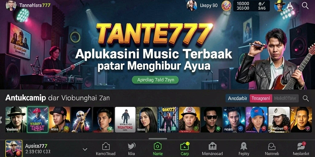 Screenshot permainan musik TANTE777 dengan tampilan interaktif yang menarik.
