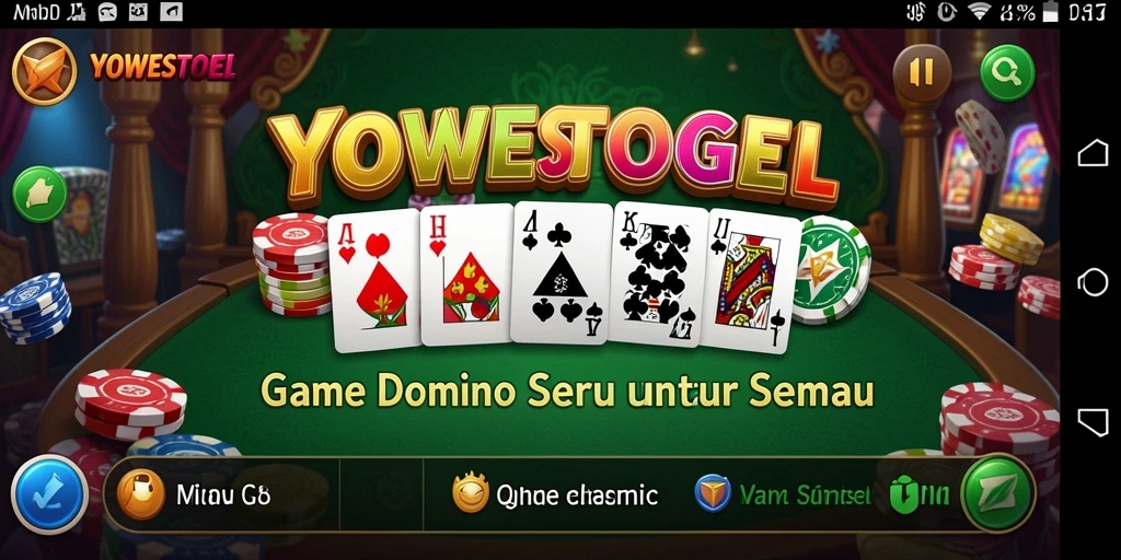 Screenshot gameplay YOWESTOGEL menampilkan suasana permainan Domino yang seru.